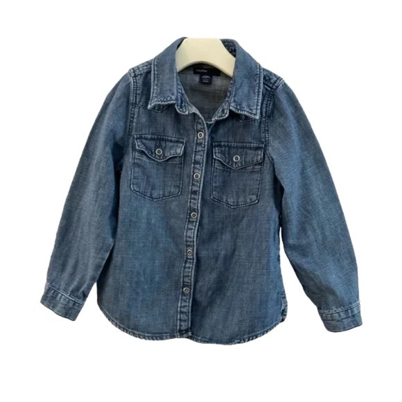Baby Gap Blue Chambray Western Snap-Front Long Sleeves Shirt Size 4 - Picture 10 of 10